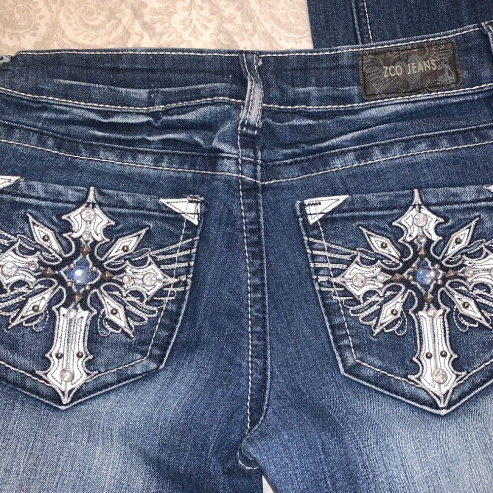 ZCO Embellished Cross Angel Wings Woman's Skinny Jeans Size 3